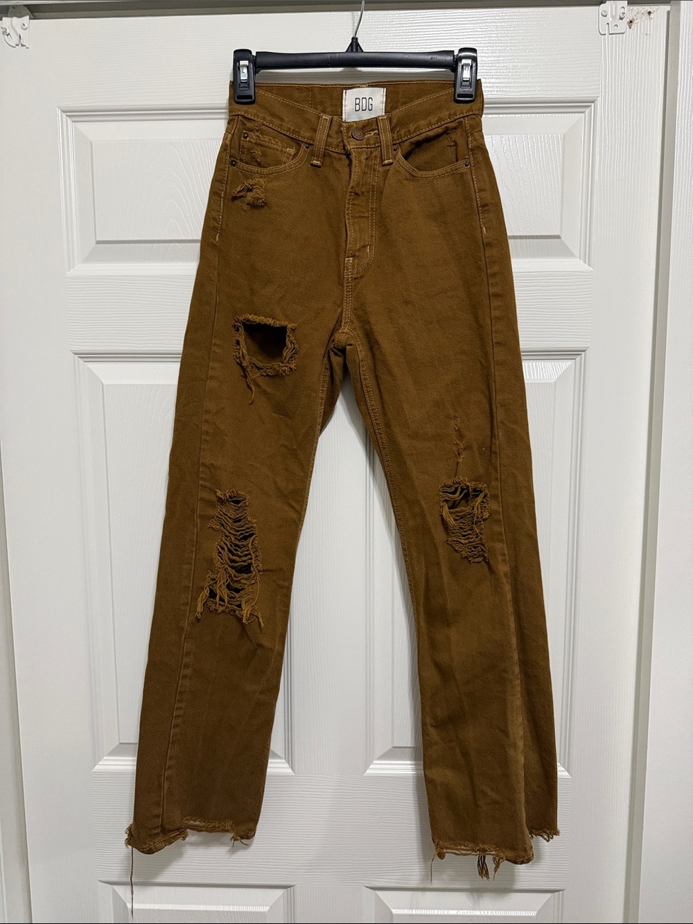 BDG Men's Distressed Straight Jeans in Brown